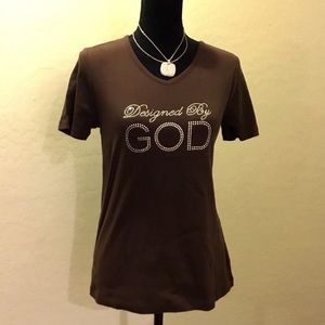 Women's Brown Short Sleeve V-Neck DBG TSHIRT sz M